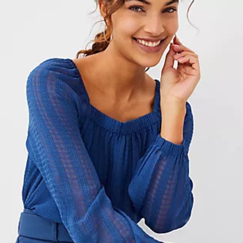 NWT Ann Taylor Ruched Square Neck Top